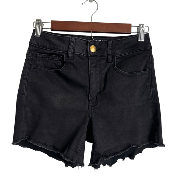 American Eagle Super Super Stretch Hi Rise Shortie Frayed Black - SZ: 4 - Picture 1 of 7